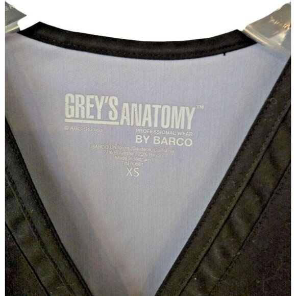 Grey's Anatomy Marquis 3 Pocket V-Neck Scrub Top Women's XS Black - Picture 3 of 5